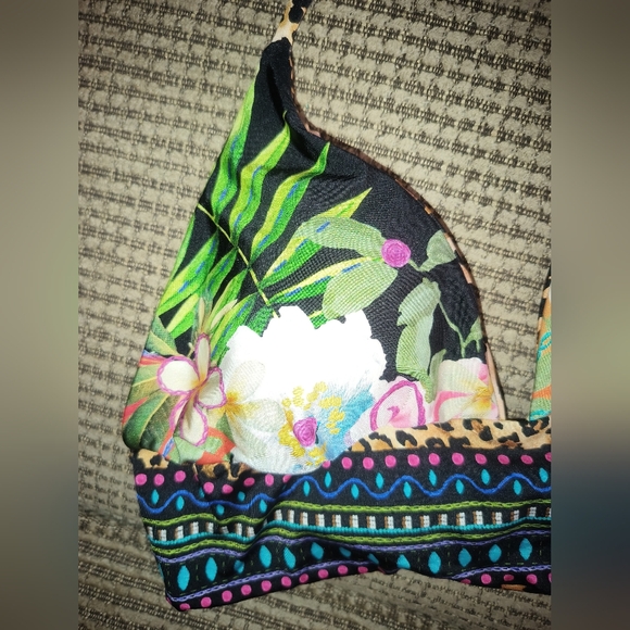 🆕Sunshine 79 REVERSIBLE Triangle Halter Bikini Top Size 8 Animal & Floral Print - Picture 6 of 12